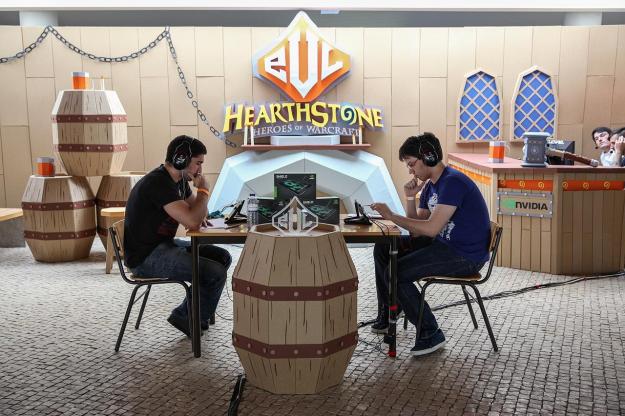The Hearthstone stage was all built with cardboard.
